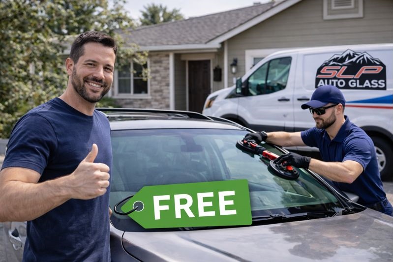 Free mobile windshield replacement service at customer home by SLP Autoglass