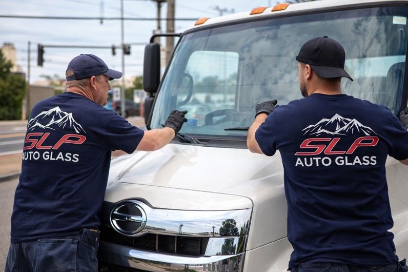 Hino truck windshield replacement by SLP Auto Glass in Lakewood and Denver CO