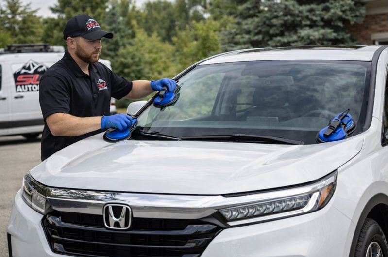 Honda SUV windshield replacement by SLP Auto Glass technician