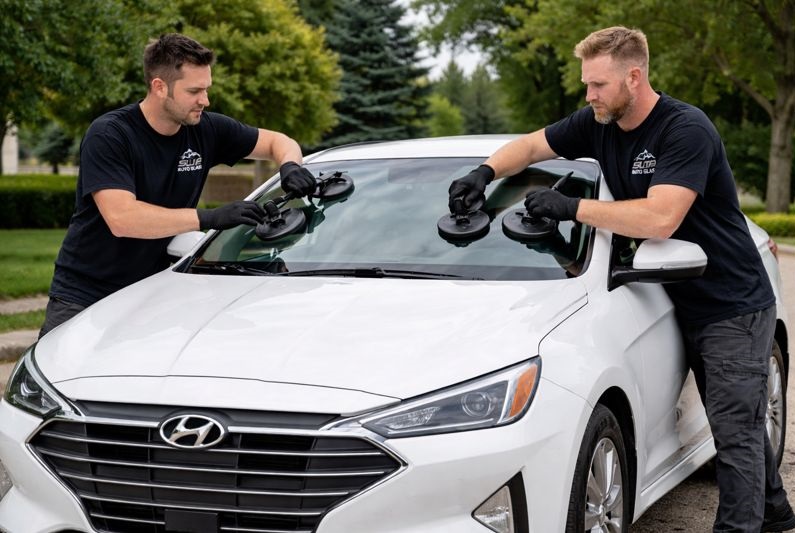 Hyundai Elantra windshield replacement by SLP Auto Glass technicians