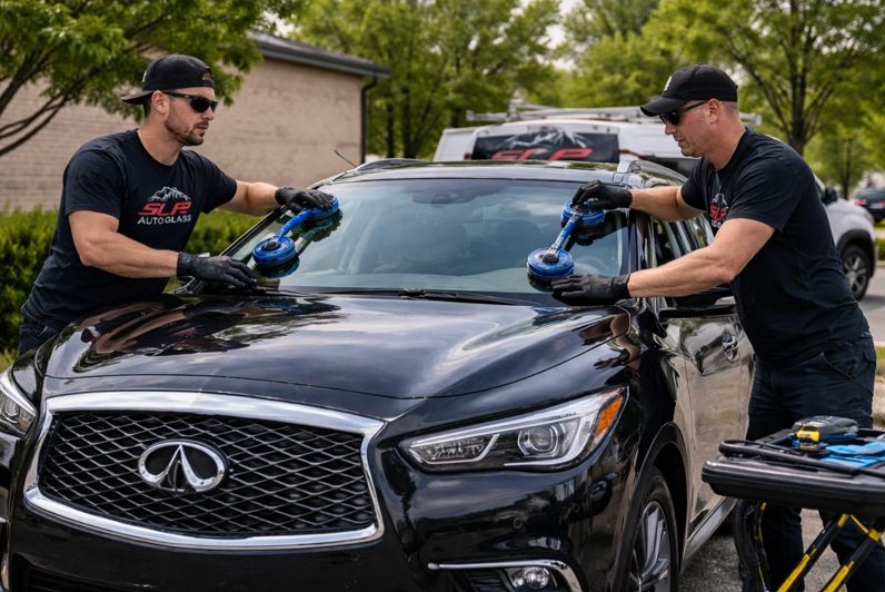 Infiniti windshield replacement by SLP Auto Glass technicians