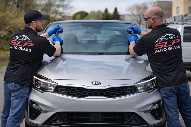 Kia Optima windshield replacement completed by SLP Auto Glass mobile technicians