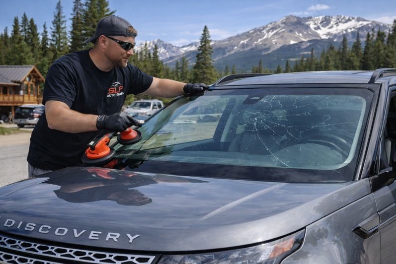 Land Rover Discovery windshield replacement in Colorado by SLP Auto Glass technician