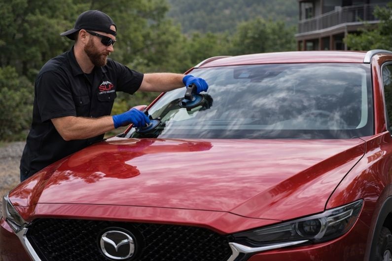 Mazda CX-5 windshield replacement by SLP Auto Glass mobile technician