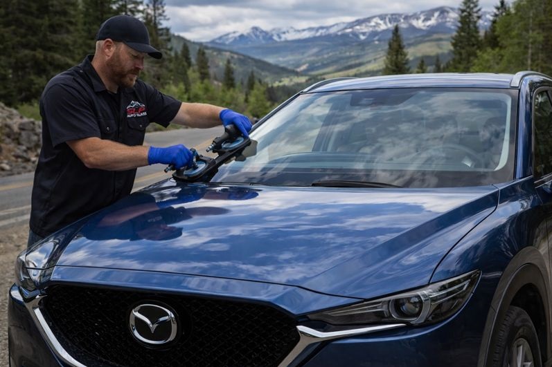 Mazda CX-5 windshield replacement in Colorado by SLP Auto Glass technician