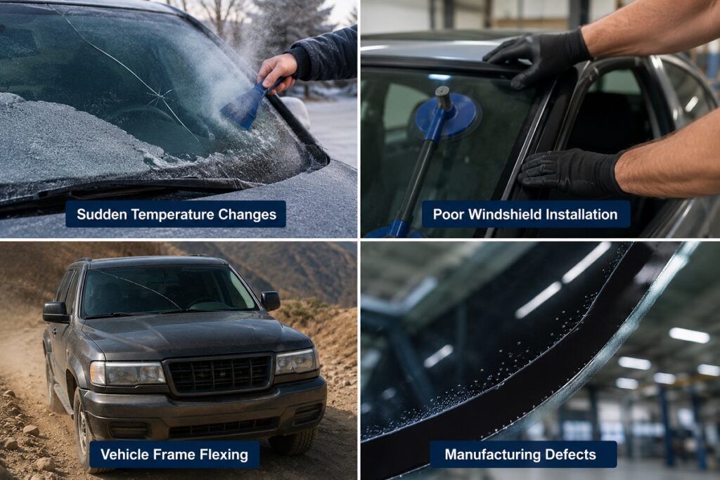 Common causes of stress cracks in windshield auto glass