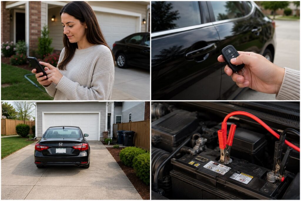Vehicle preparation checklist before windshield replacement including location confirmation, vehicle access, clear workspace, and battery check.